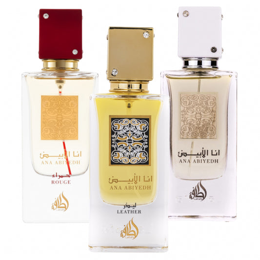 Pachet 3 parfumuri Ana Abiyedh: Rouge + Leather + White edp by Lattafa