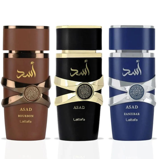 Pachet 3 parfumuri Lattafa Asad + Zanzibar + Bourbon edp 100ml