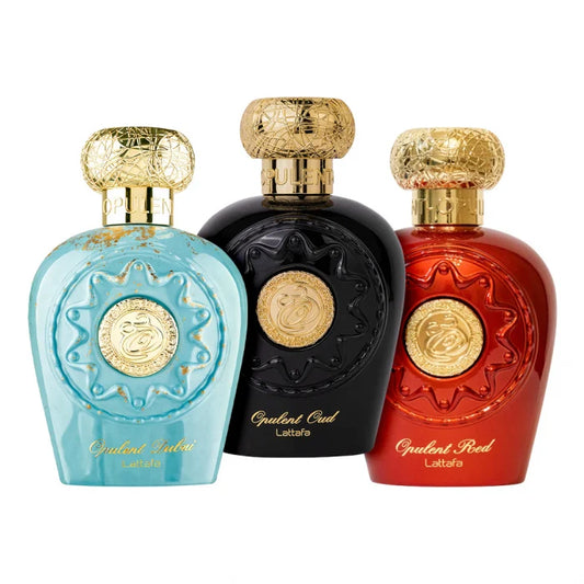 Pachet 3 parfumuri, Opulent Dubai 100 ml, Opulent Oud 100 ml si Opulent Red 100 ml by Lattafa